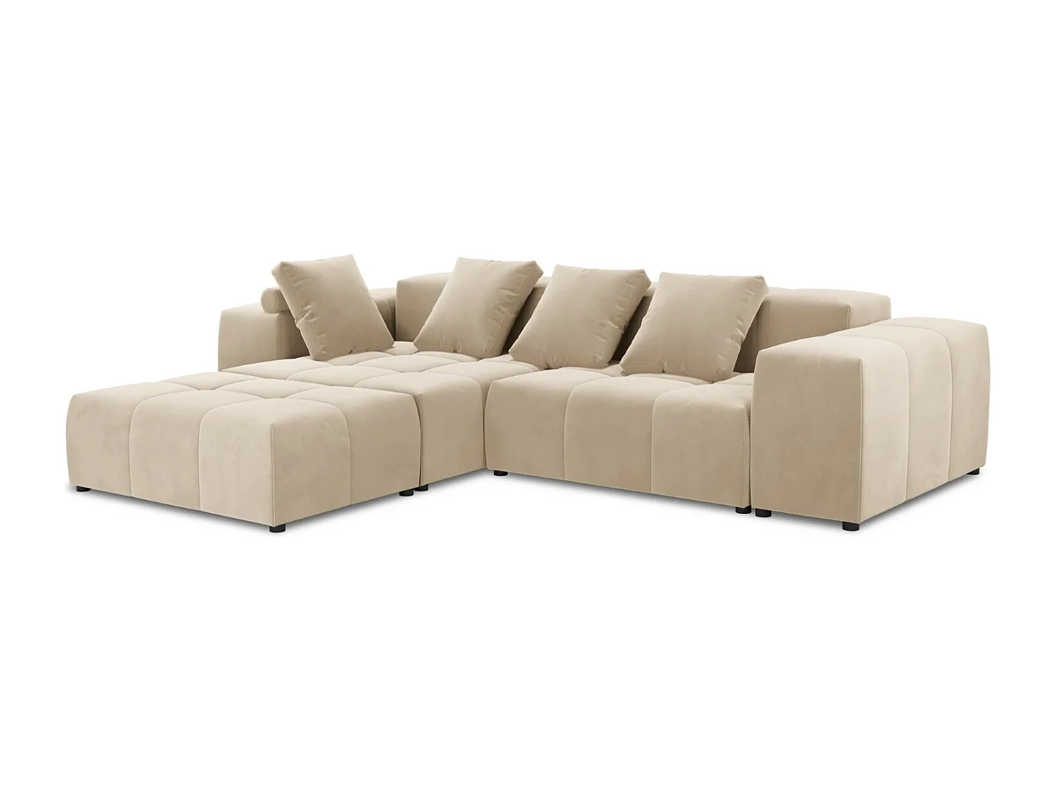 Cosmopolitan Design - 5-Sitzer modulares symmetrisches Ecksofa "Rome" aus Samt beige - 320x240x75cm