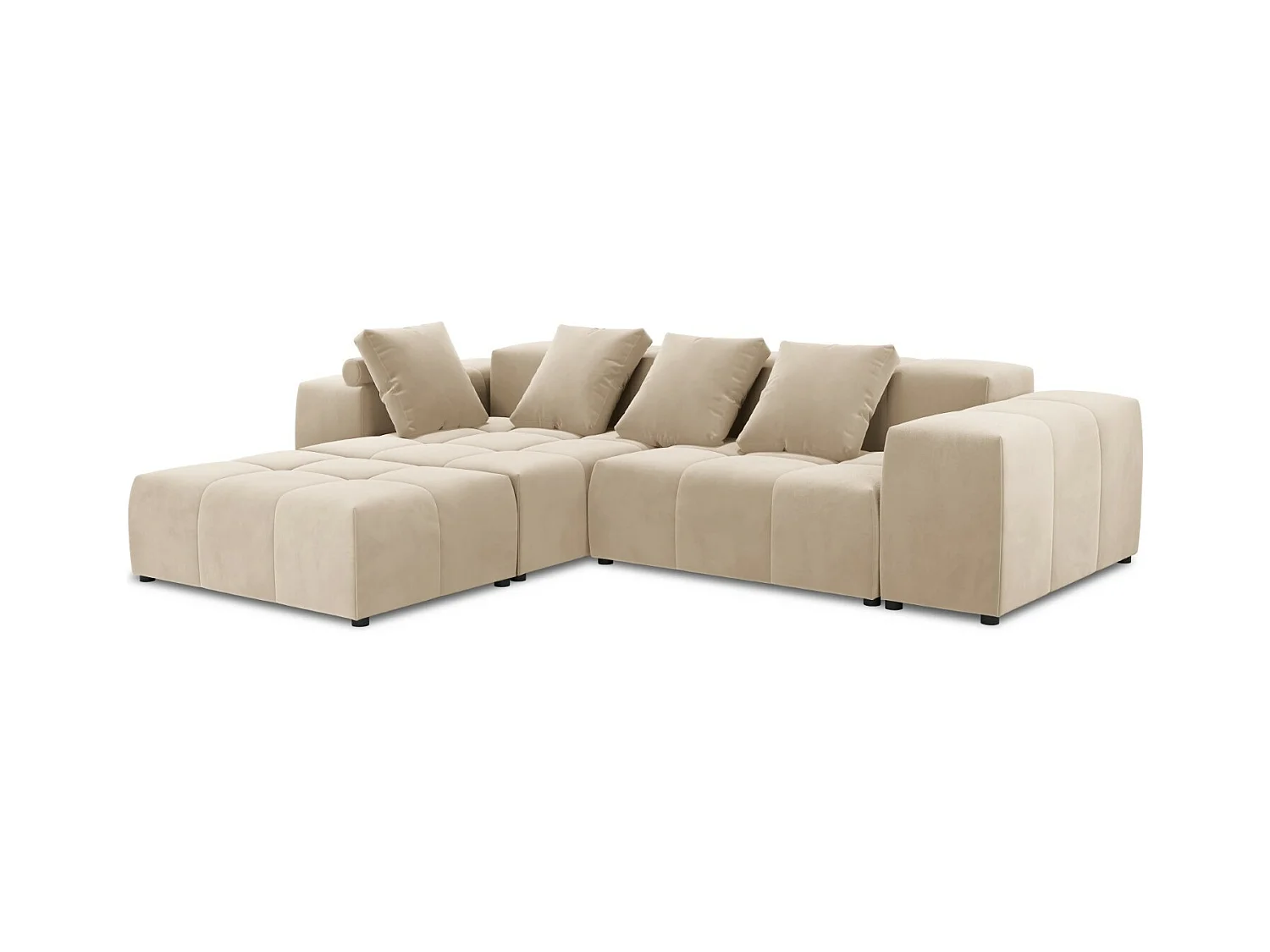 Cosmopolitan Design - Symmetrische modulaire hoekbank "Rome" 5 zitplaatsen, Flueel, Beige - 320x240x75cm