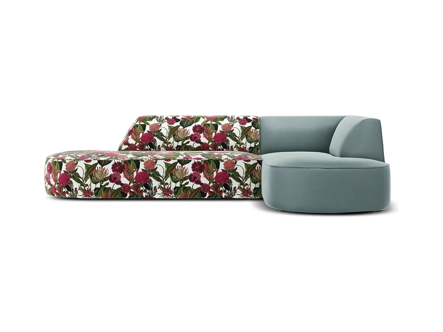 CXL by Christian Lacroix - 4-Sitzer Ecksofa rechts "Charles" Sitzer aus Samt rosengarten-motiv - 273x180x69cm