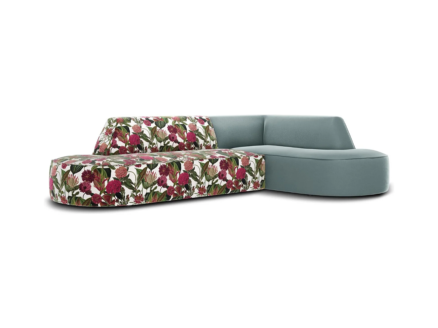 CXL by Christian Lacroix - 4-Sitzer Ecksofa rechts "Charles" Sitzer aus Samt rosengarten-motiv - 273x180x69cm