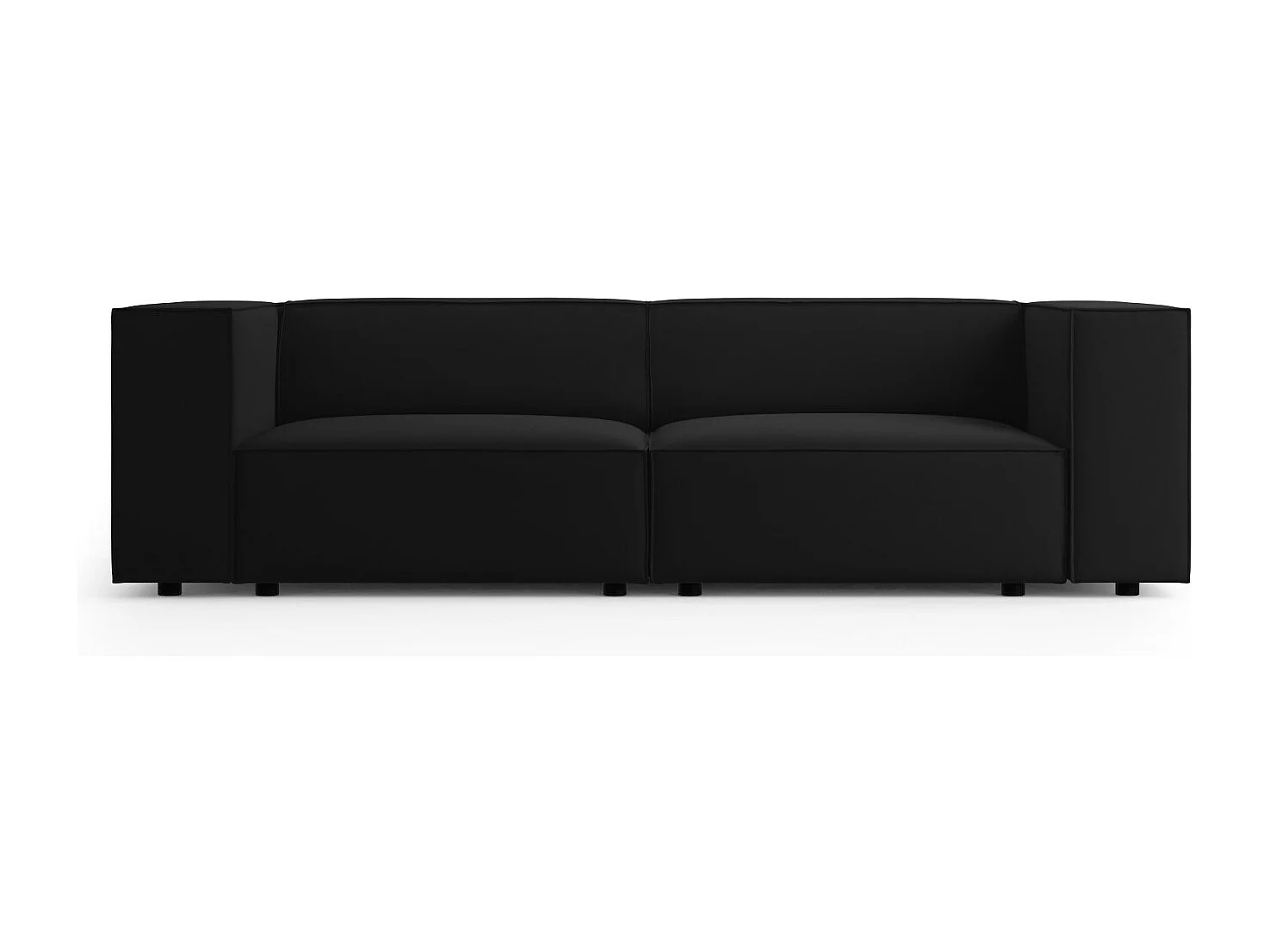 Cosmopolitan Design - Bank "Arendal" 3 zitplaatsen, Flueel, Zwart - 204x102x70cm