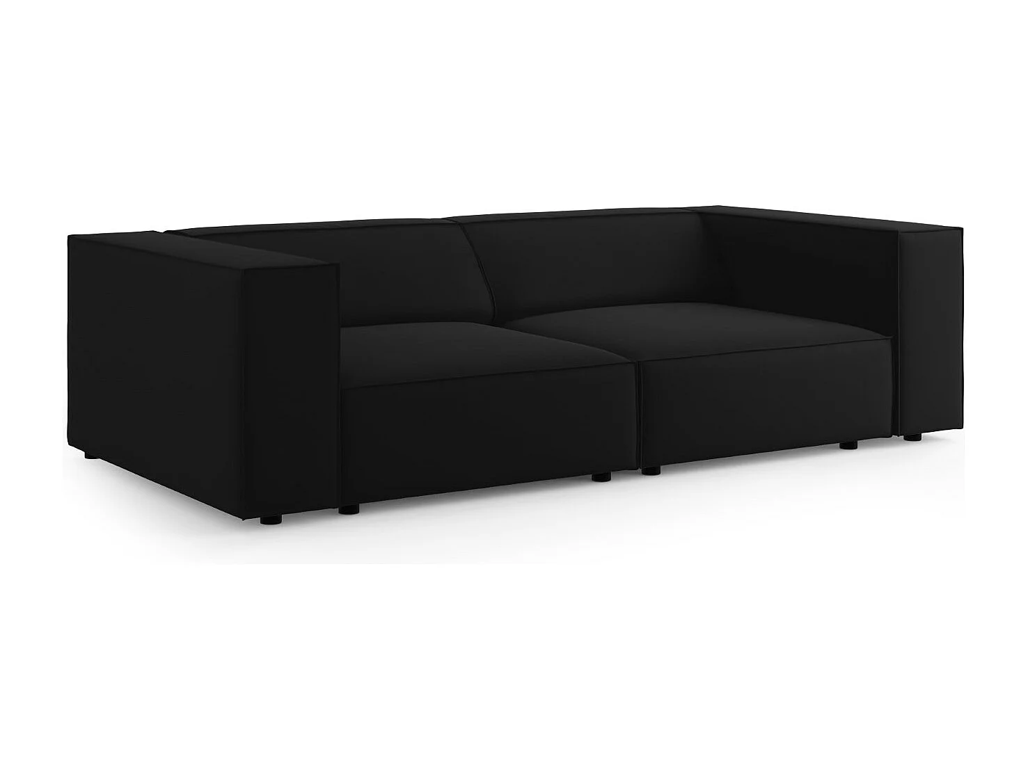 Cosmopolitan Design - Bank "Arendal" 3 zitplaatsen, Flueel, Zwart - 204x102x70cm