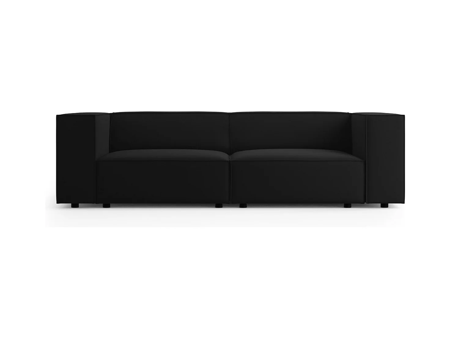 Cosmopolitan Design - Canapé "Arendal" 3 places en velours noir - 204x102x70cm