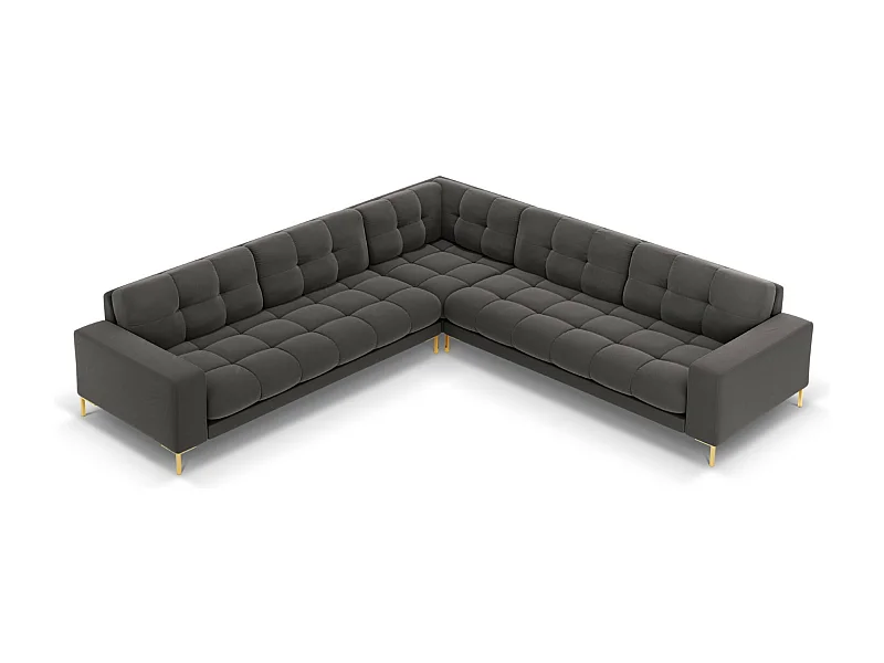 Cosmopolitan Design - 6-Sitzer wendbares Ecksofa "Bali" aus Samt dunkelgrau - 256x256x75cm