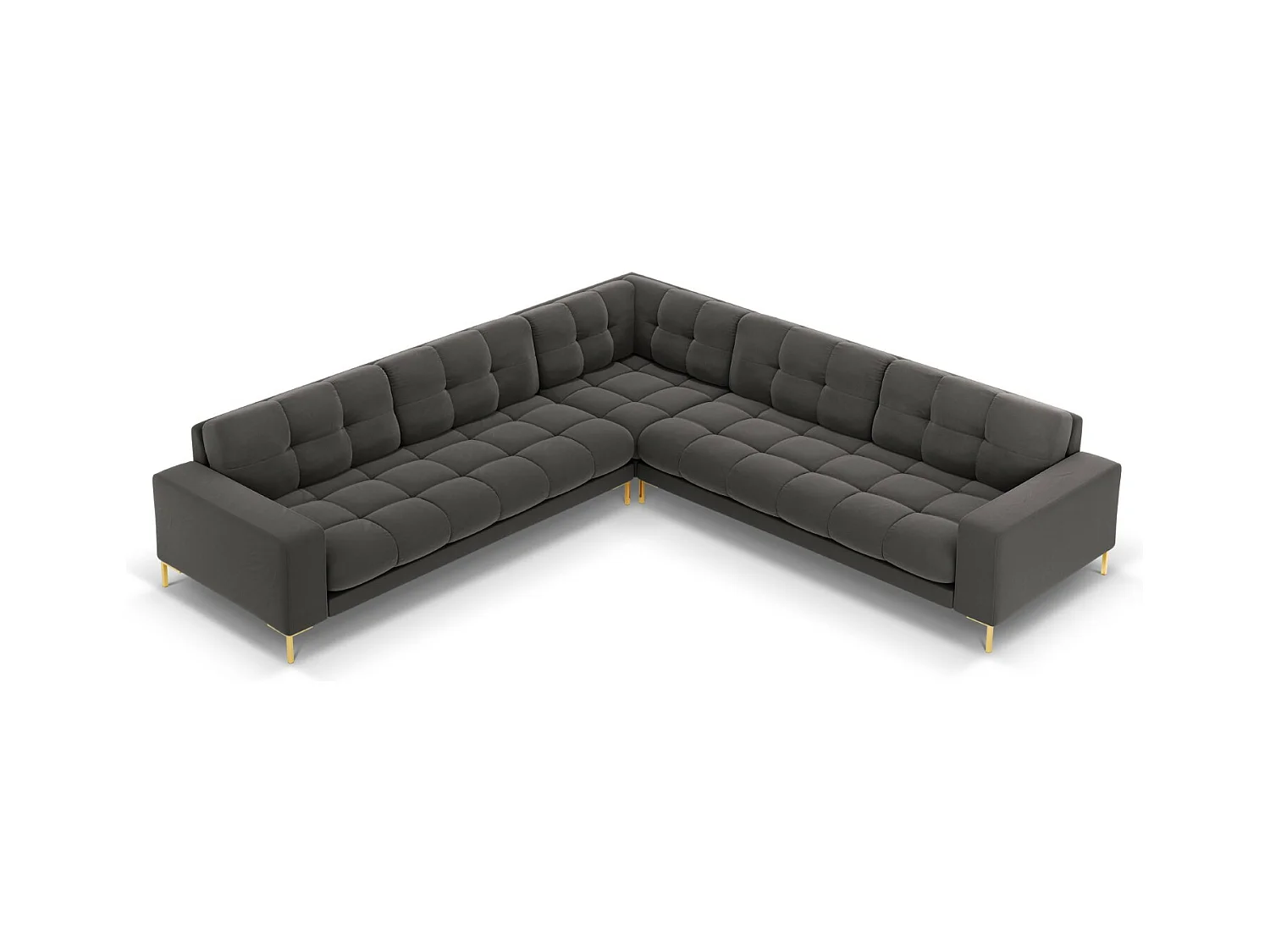Cosmopolitan Design - Canapé d'angle symétrique "Bali" 6 places en velours gris foncé - 256x256x75cm