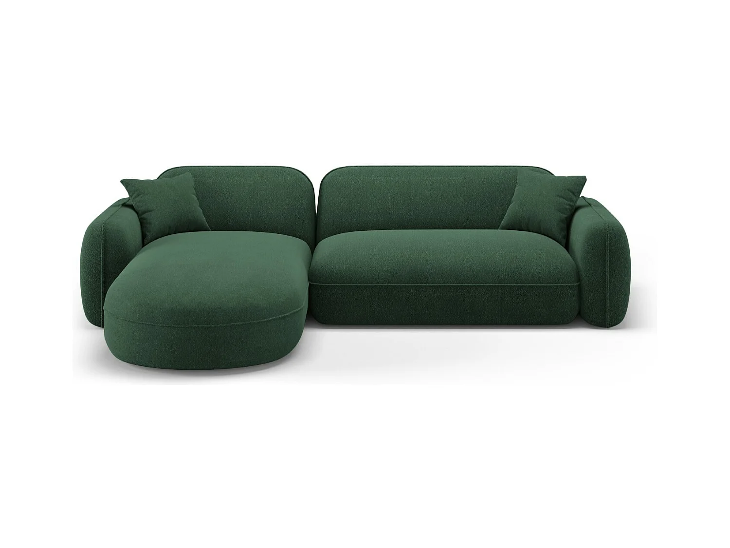 CXL by Christian Lacroix - Canapé d'angle gauche modulable "Lucien" 4 places en velours vert - 275x165x70cm