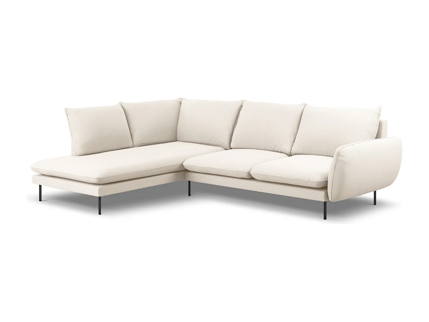 Cosmopolitan Design - Sofá esquinero izquierdo "Vienna" 6 plazas de tejido bouclé beige - 275x185x95cm