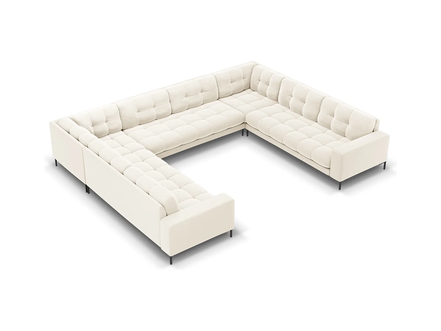 Cosmopolitan Design - Panoramische bank "Bali" 9 zitplaatsen, Flueel, Lichtbeige - 327x256x75cm