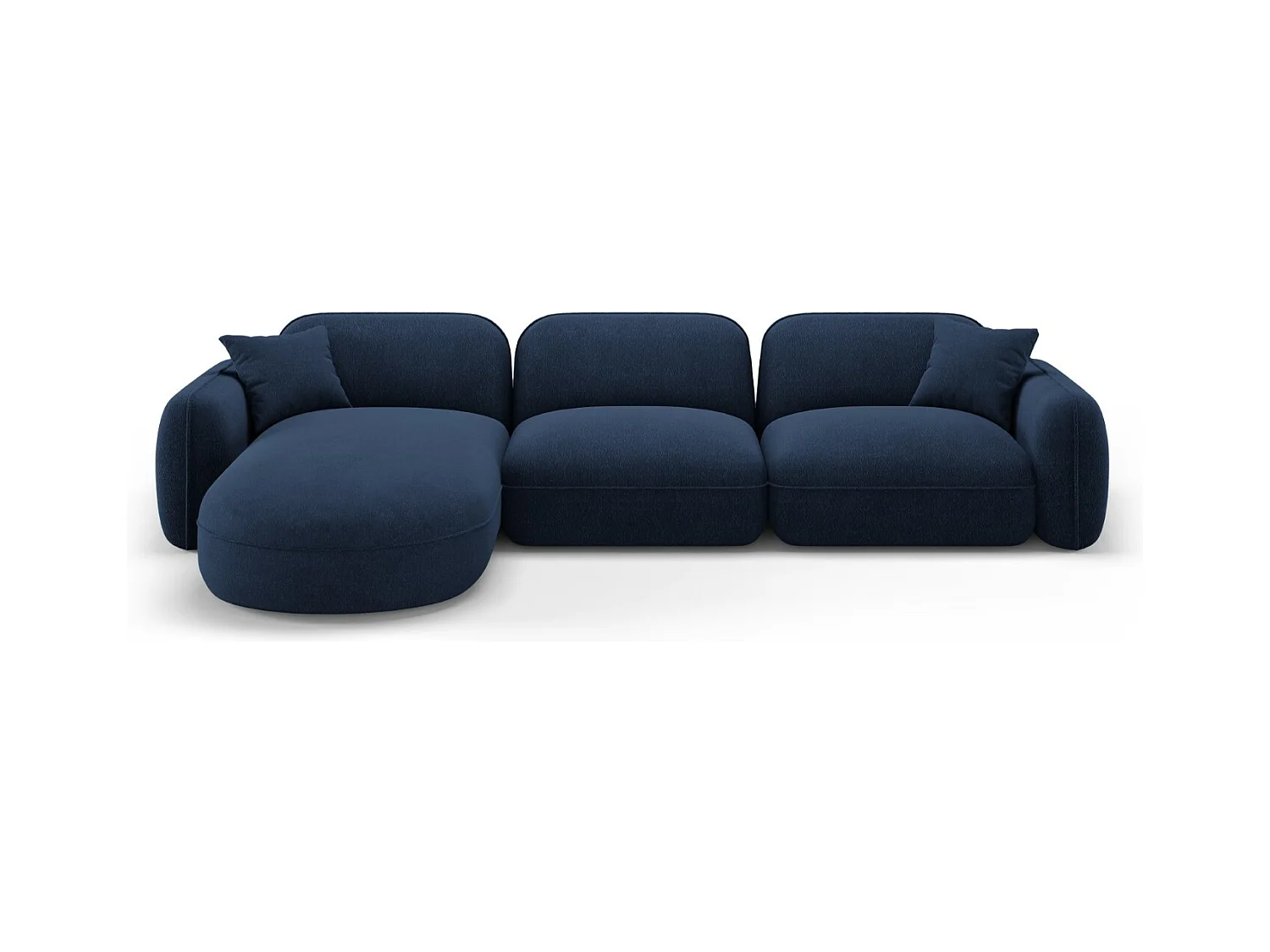 CXL by Christian Lacroix - Modulaire hoekbank links "Lucien" 4 zitplaatsen, Flueel, Donkerblauw - 320x165x70cm