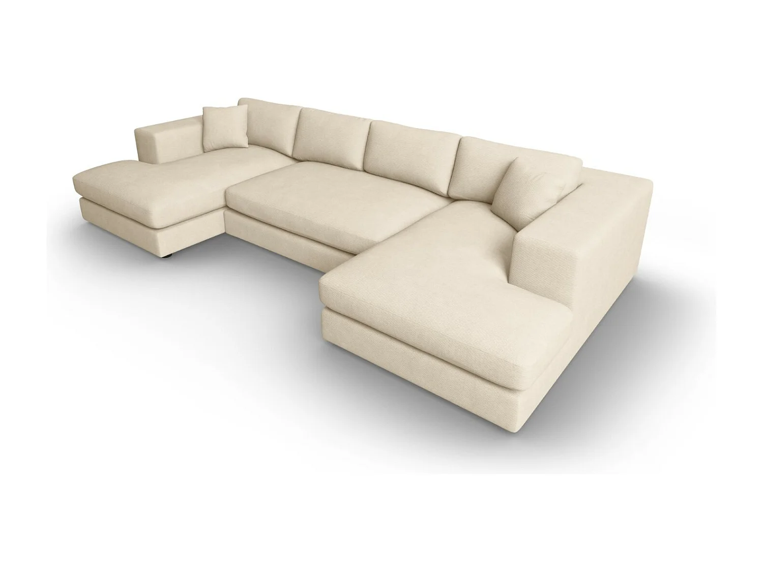 CXL by Christian Lacroix - Panoramische bank "Tendance" 5 zitplaatsen, Ribfluwelen, Lichtbeige - 344x170x72cm
