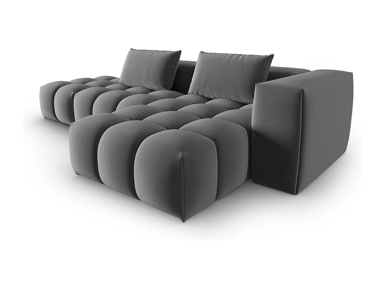 CXL by Christian Lacroix - Sofá esquinero modular derecho "Lorella" 4 plazas de terciopelo cemento - 265x145x70cm