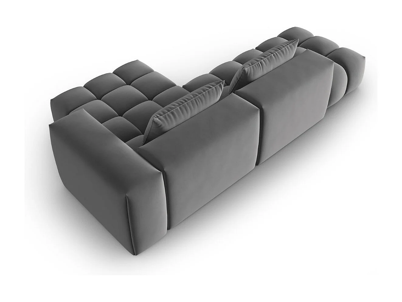 CXL by Christian Lacroix - Sofá esquinero modular derecho "Lorella" 4 plazas de terciopelo cemento - 265x145x70cm