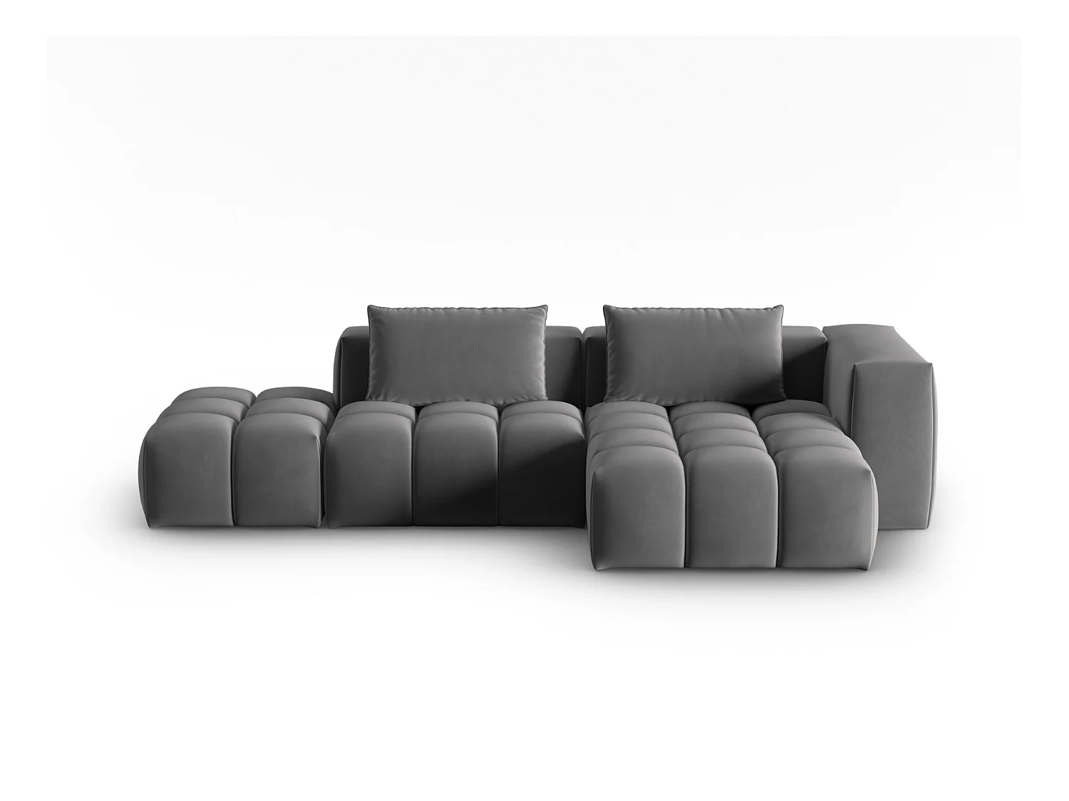 CXL by Christian Lacroix - Modulaire hoekbank rechts "Lorella" 4 zitplaatsen, Flueel, Cement - 265x145x70cm
