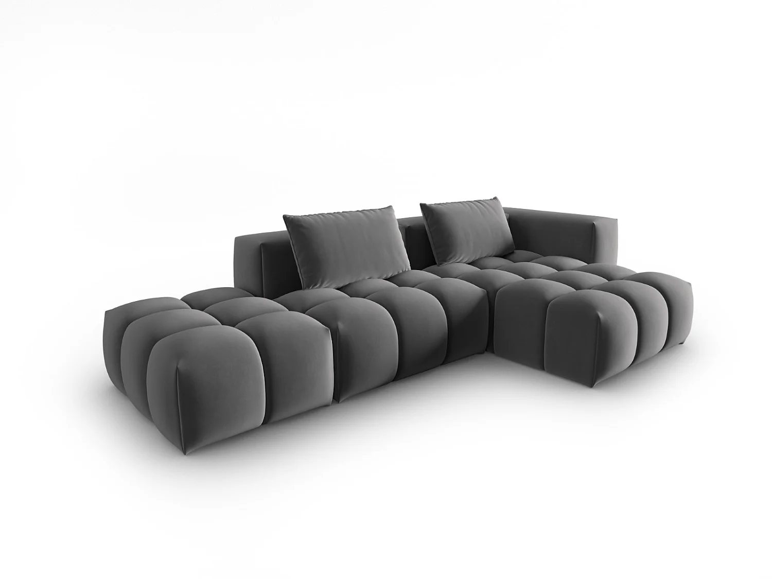 CXL by Christian Lacroix - Canapé d'angle droit modulable "Lorella" 4 places en velours ciment - 265x145x70cm