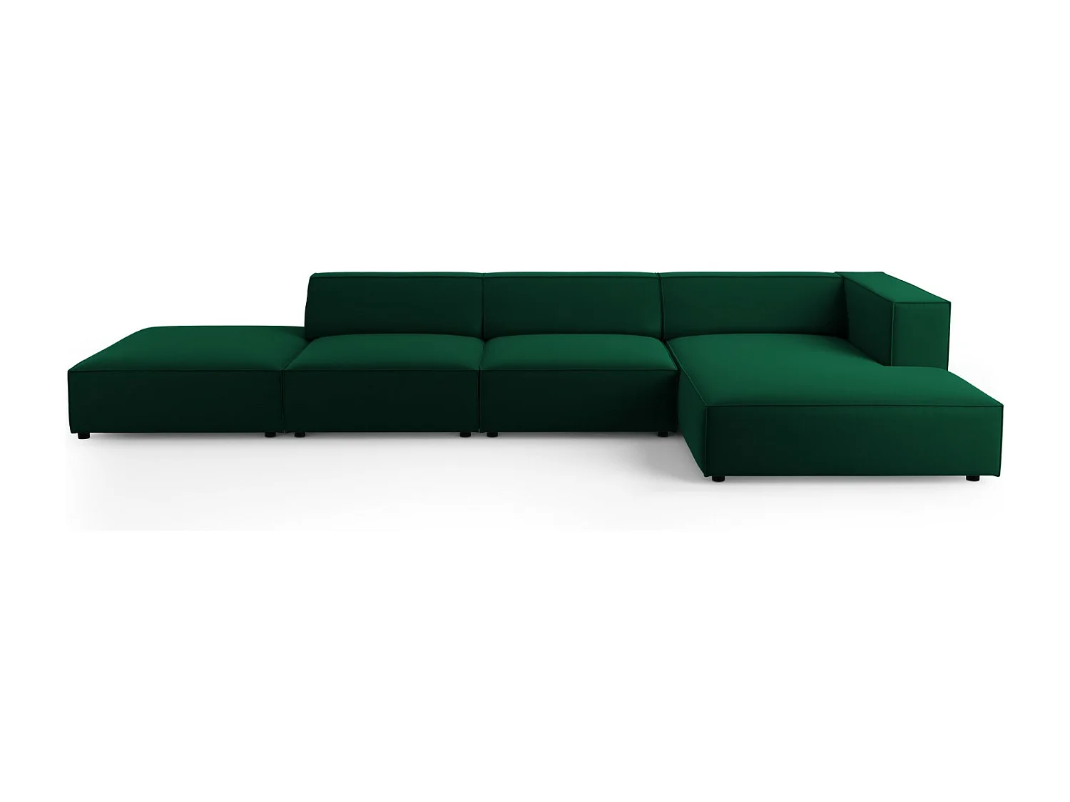 Cosmopolitan Design - 5-Sitzer Ecksofa rechts "Arendal" aus Samt flaschengrün - 341x166x70cm