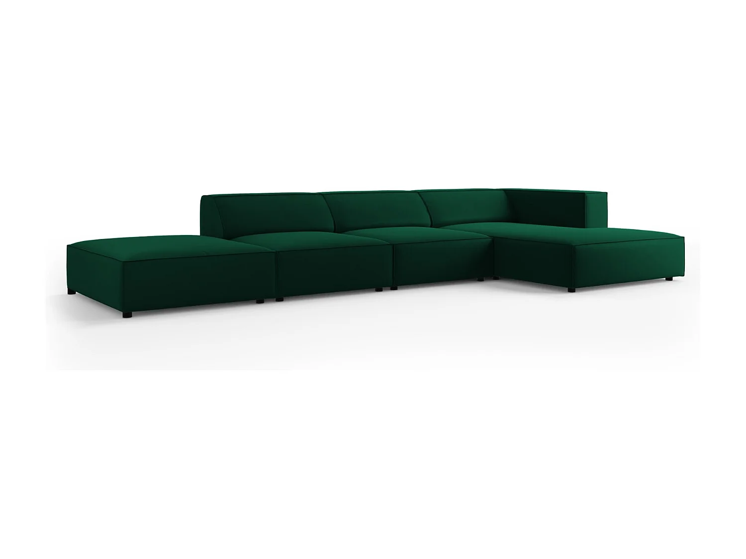 Cosmopolitan Design - 5-Sitzer Ecksofa rechts "Arendal" aus Samt flaschengrün - 341x166x70cm