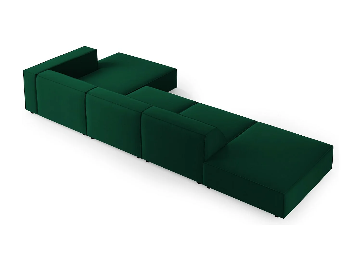 Cosmopolitan Design - 5-Sitzer Ecksofa rechts "Arendal" aus Samt flaschengrün - 341x166x70cm