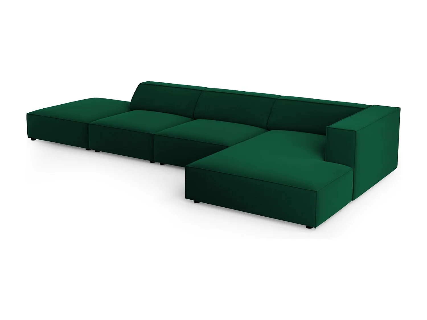 Cosmopolitan Design - 5-Sitzer Ecksofa rechts "Arendal" aus Samt flaschengrün - 341x166x70cm