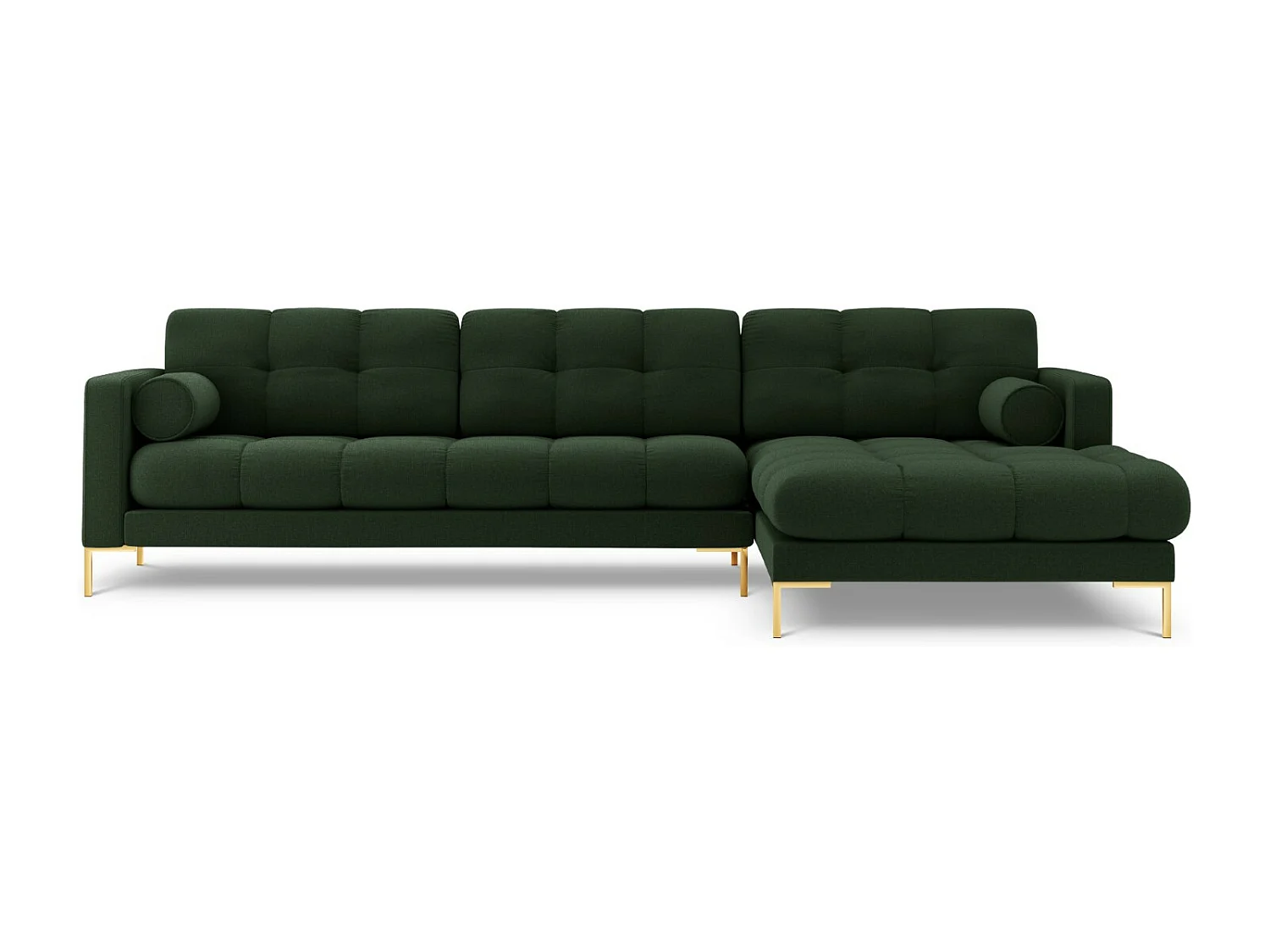 Cosmopolitan Design - 5-Sitzer Ecksofa rechts "Bali" aus strukturiertem Stoff dunkelgrün - 293x185x75cm