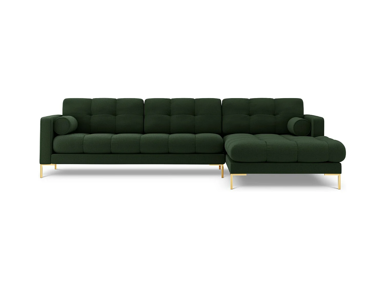 Cosmopolitan Design - Rechter hoekbank "Bali" 5 zitplaatsen, Structurele stof, Donkergroen - 293x185x75cm