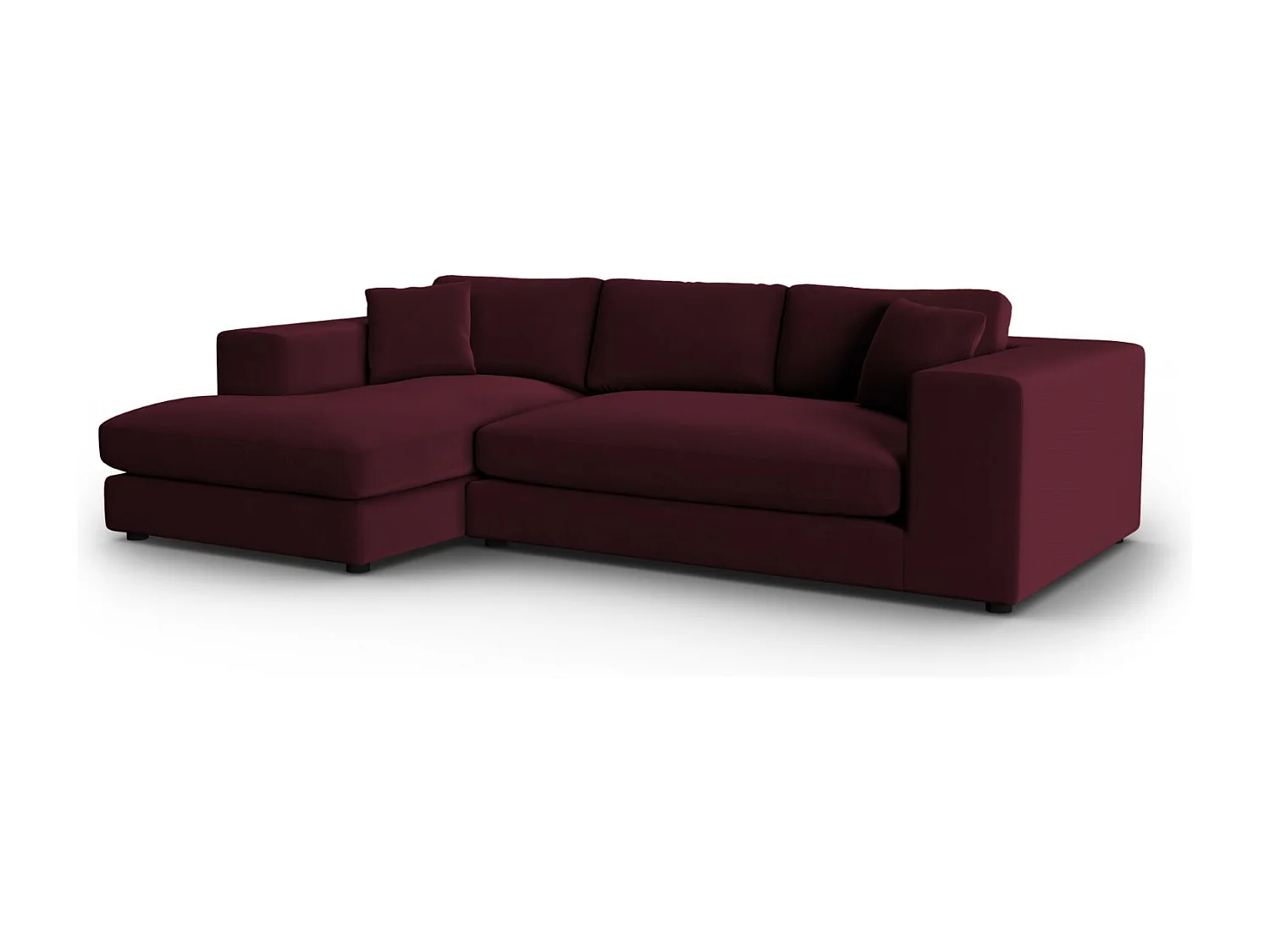 CXL by Christian Lacroix - Linker hoekbank "Tendance" 5 zitplaatsen, Flueel, Donkerrood - 282x174x72cm