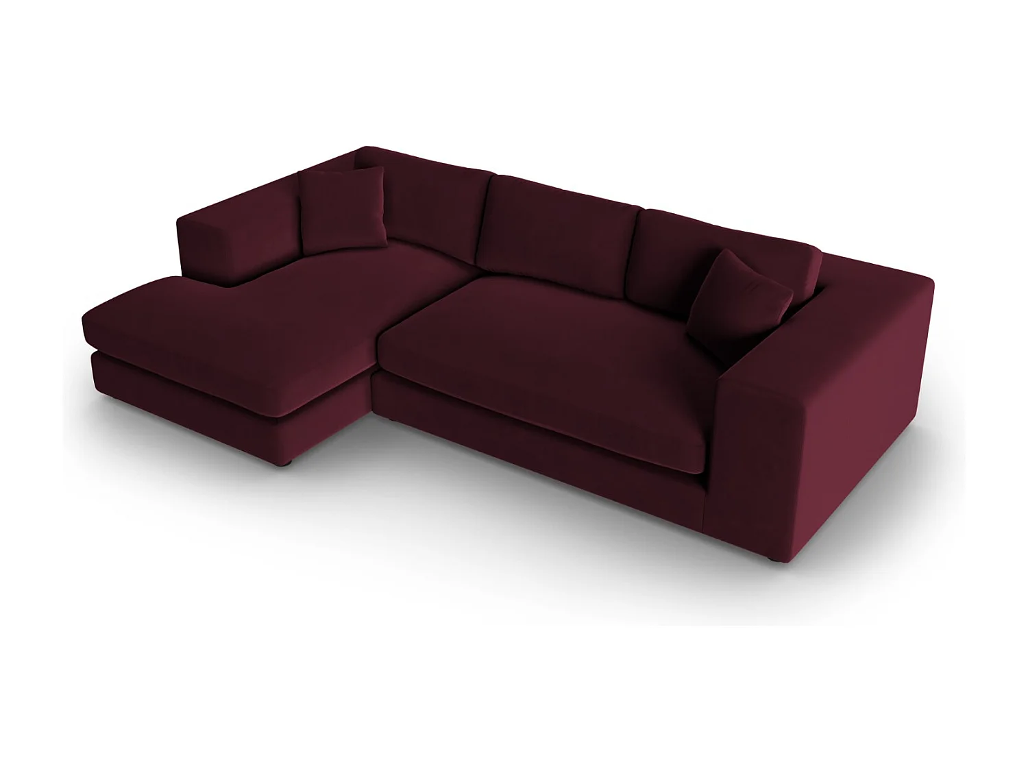 CXL by Christian Lacroix - Linker hoekbank "Tendance" 5 zitplaatsen, Flueel, Donkerrood - 282x174x72cm