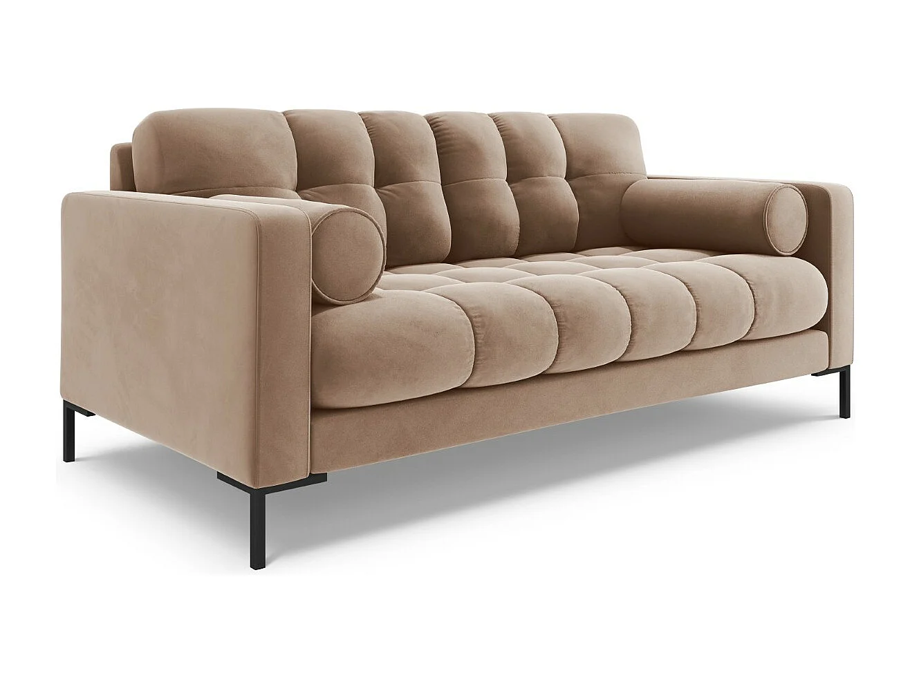 Cosmopolitan Design - Divano "Bali" 2 posti in velluto beige - 152x92x75cm