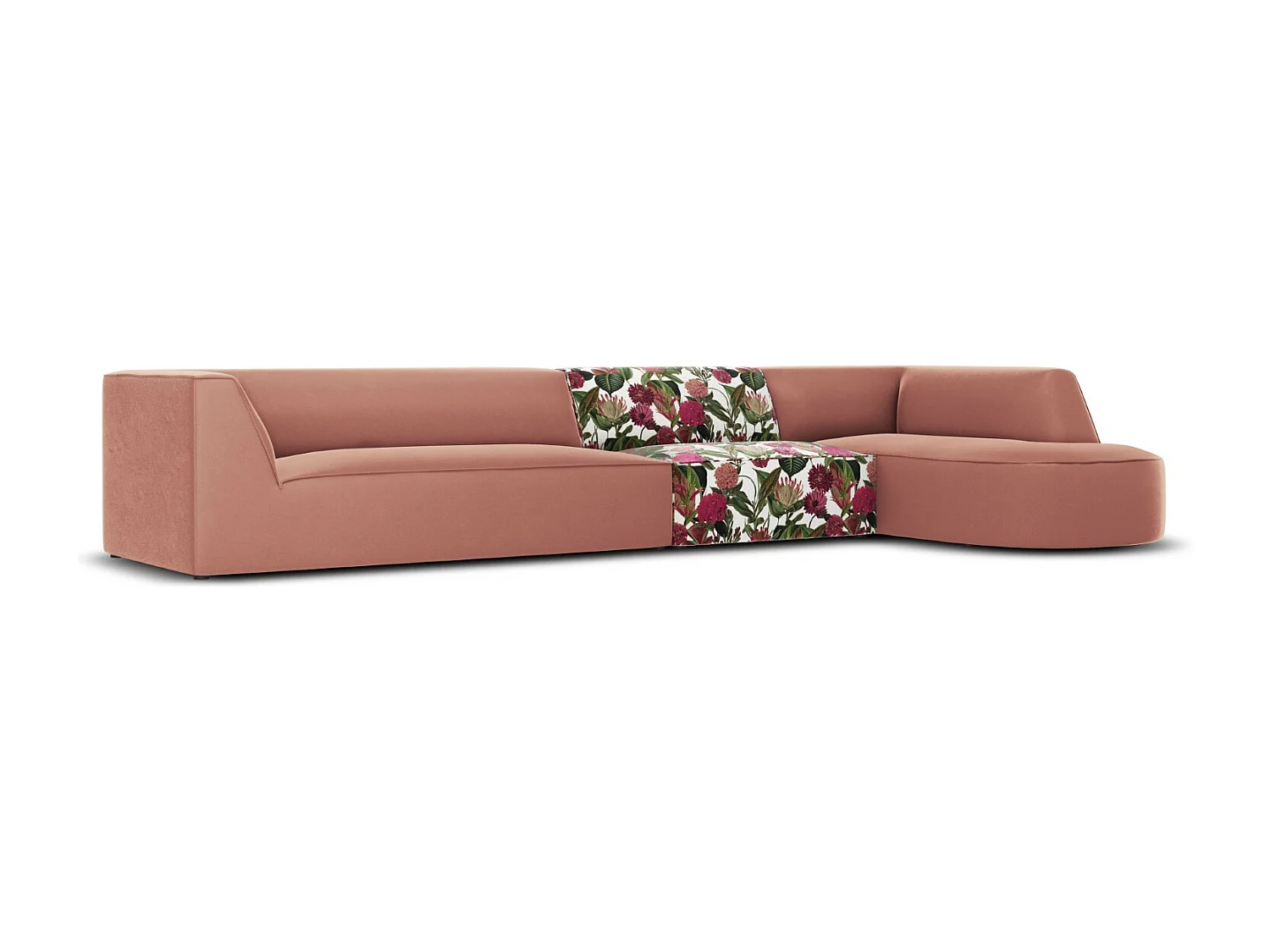 CXL by Christian Lacroix - 5-Sitzer Ecksofa rechts "Charles" Sitzer aus Samt rosengarten-motiv - 366x180x69cm
