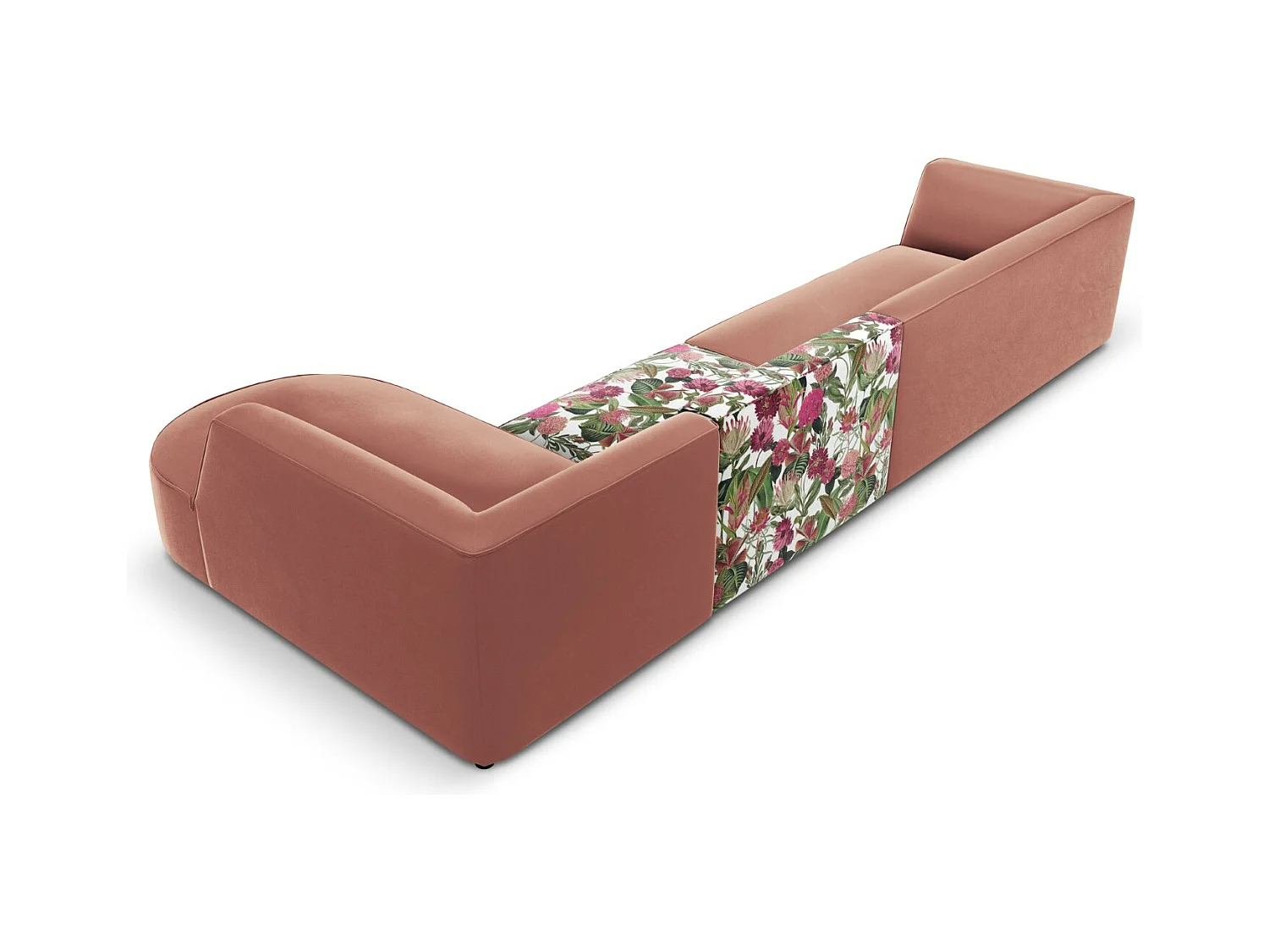 CXL by Christian Lacroix - Rechter hoekbank "Charles" 5 zitplaatsen, Flueel, tuinroospatroon, roze - 366x180x69cm