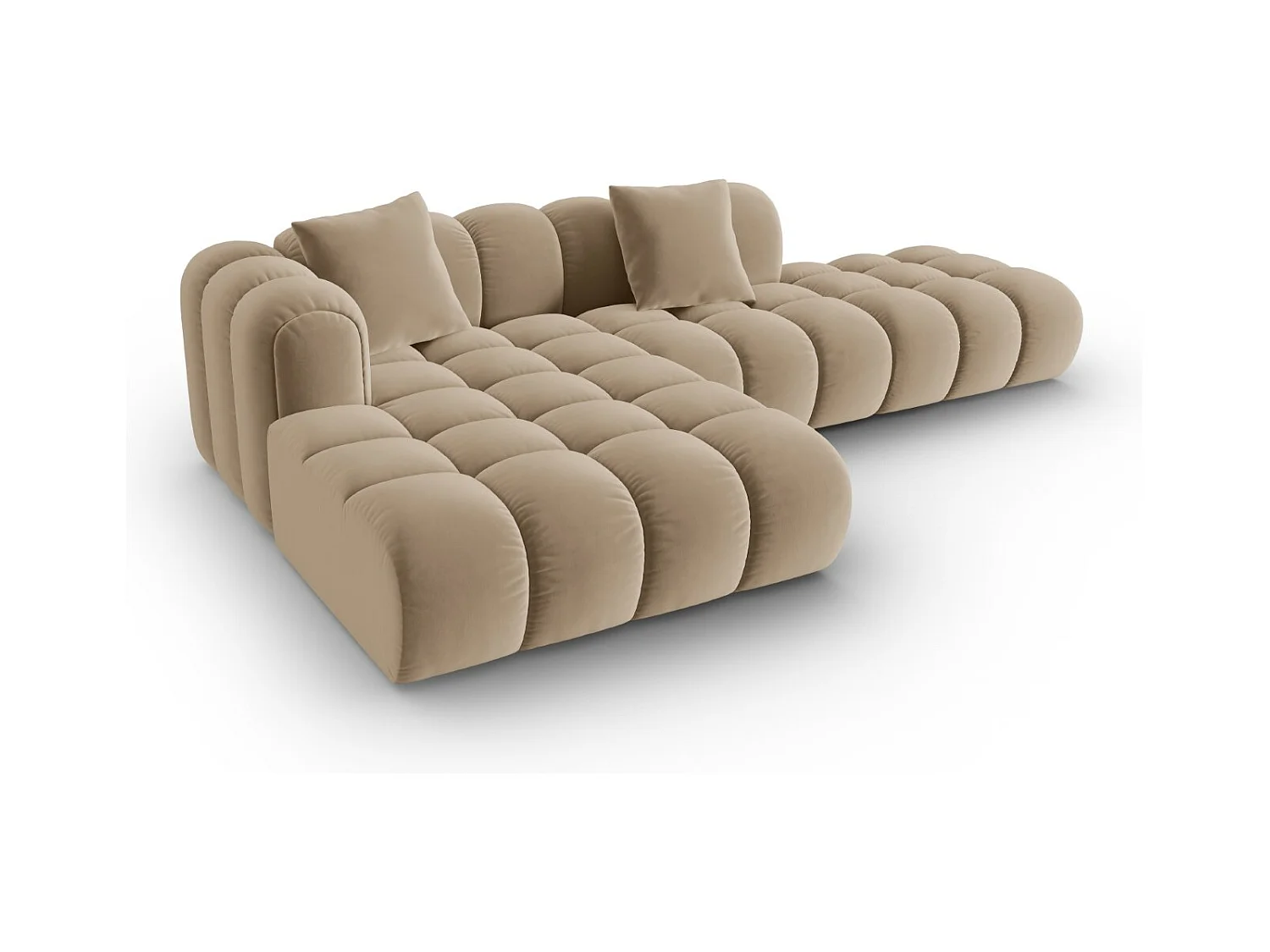 CXL by Christian Lacroix - Modulaire hoekbank links "Clotilde" 4 zitplaatsen, Flueel, Zand - 309x190x70cm