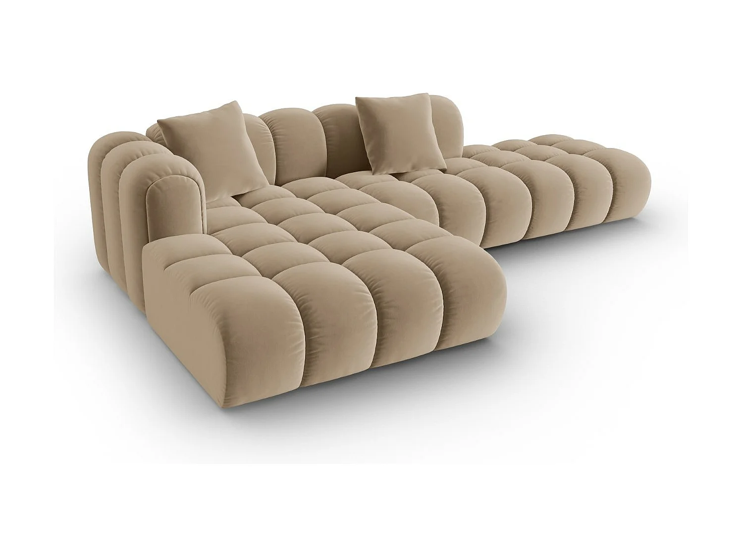 CXL by Christian Lacroix - Narożnik lewy panoramiczny, "Clotilde" 4 miejsca welur, piasek - 309x190x70cm