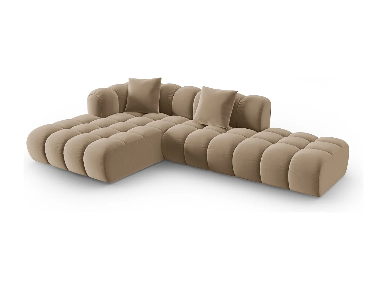 CXL by Christian Lacroix - Narożnik lewy panoramiczny, "Clotilde" 4 miejsca welur, piasek - 309x190x70cm