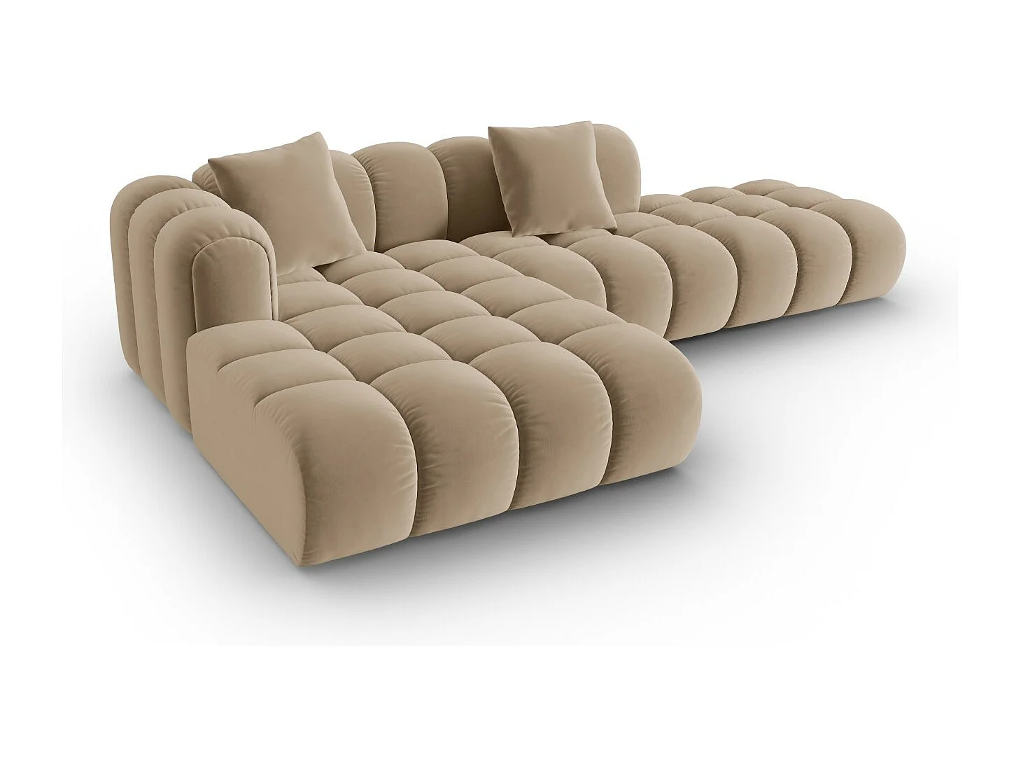 CXL by Christian Lacroix - Narożnik lewy panoramiczny, "Clotilde" 4 miejsca welur, piasek - 309x190x70cm