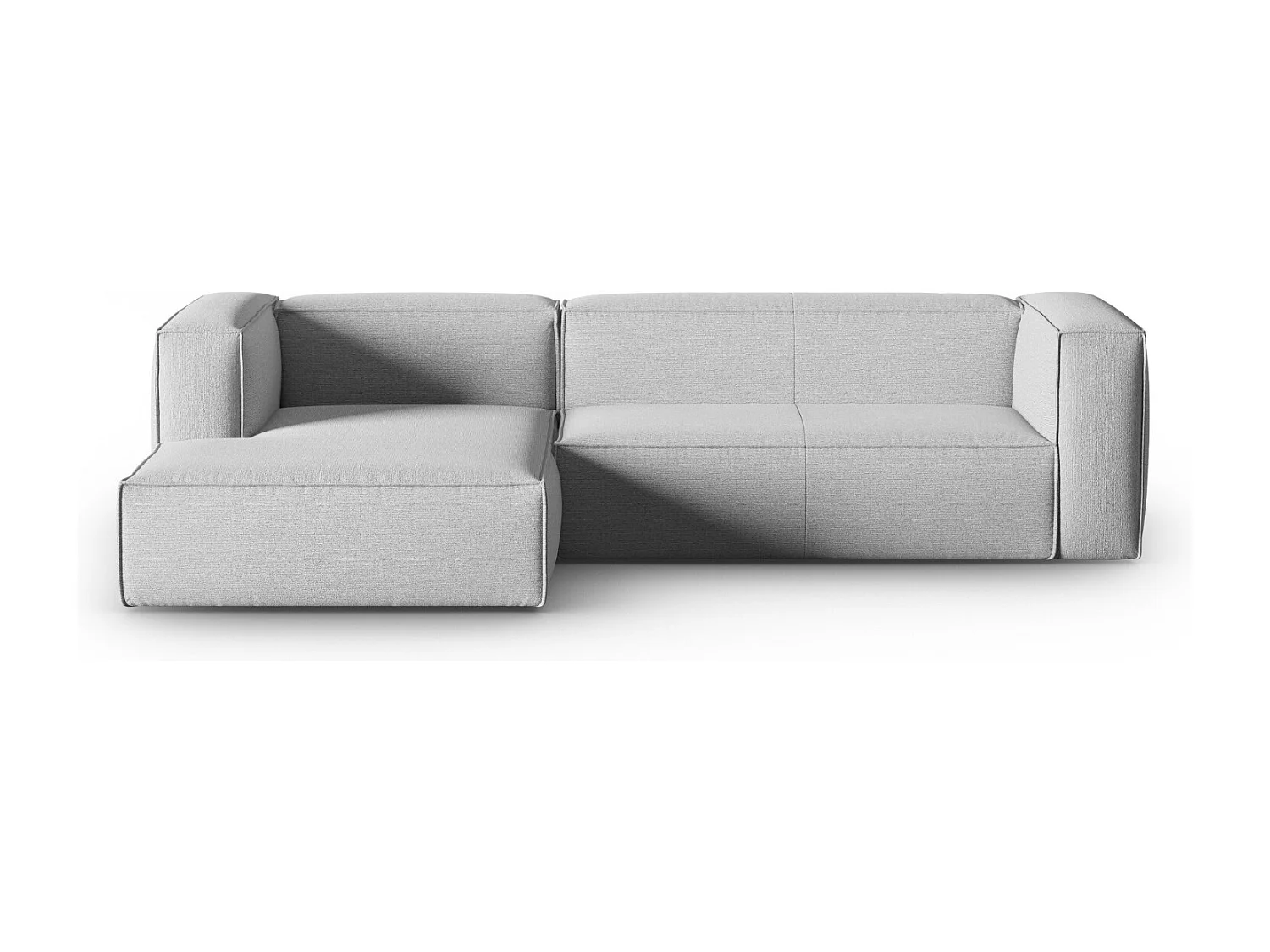 Cosmopolitan Design - 4-Sitzer Ecksofa links "Mackay" aus strukturiertem Samt grau - 282x166x73cm