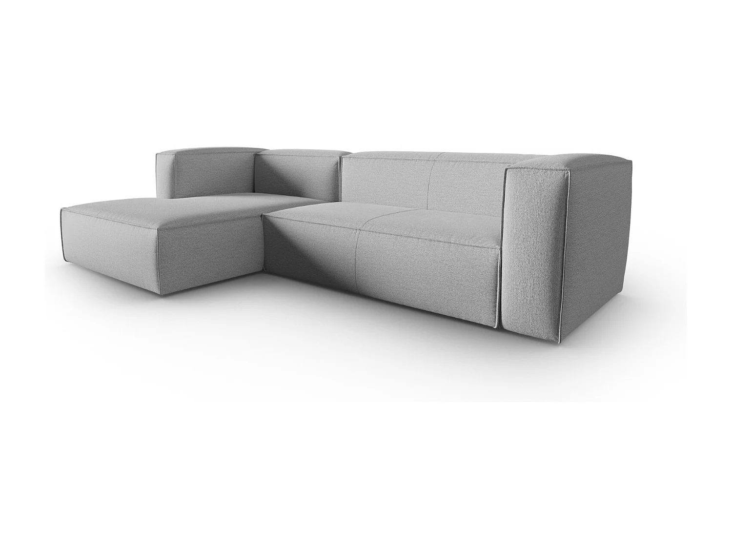 Cosmopolitan Design - 4-Sitzer Ecksofa links "Mackay" aus strukturiertem Samt grau - 282x166x73cm