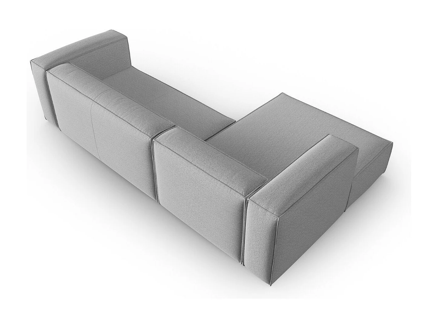 Cosmopolitan Design - 4-Sitzer Ecksofa links "Mackay" aus strukturiertem Samt grau - 282x166x73cm