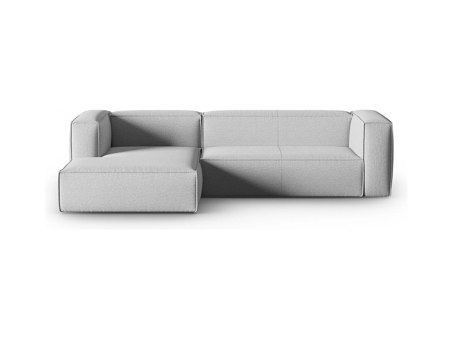 Cosmopolitan Design - Linker hoekbank "Mackay" 4 zitplaatsen, Gestructureerd fluweel, Grijs - 282x166x73cm