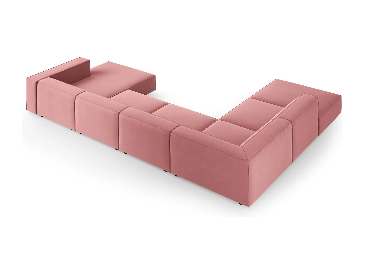 Cosmopolitan Design - 7-Sitzer Panoramasofa links "Arendal" aus Samt lachs - 364x262x70cm