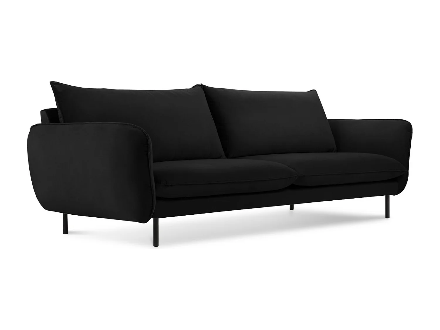 Cosmopolitan Design - 3-Sitzer Sofa "Vienna" aus Samt schwarz - 200x92x95cm