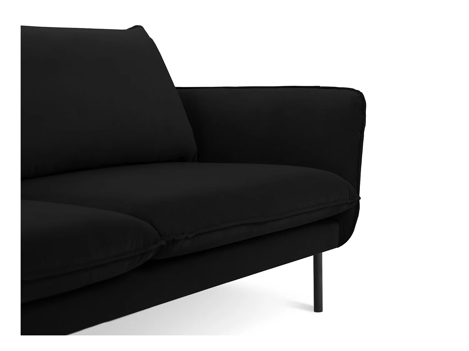 Cosmopolitan Design - 3-Sitzer Sofa "Vienna" aus Samt schwarz - 200x92x95cm