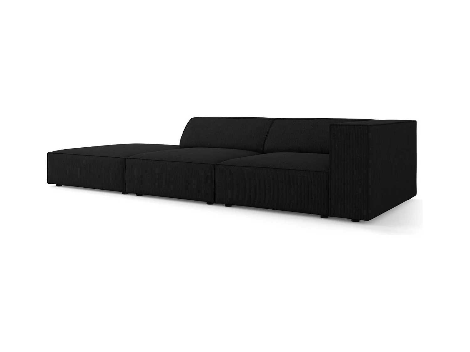 Cosmopolitan Design - Canapé gauche "Arendal" 4 places en chenille avec un effet côtelé noir - 262x102x70cm