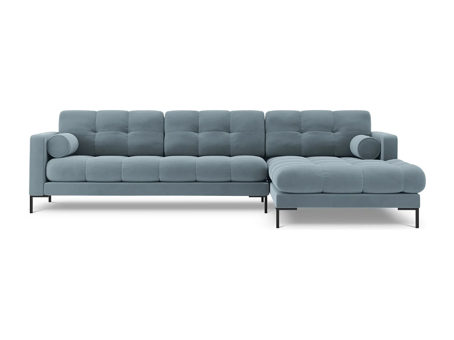 Cosmopolitan Design - 5-Sitzer Ecksofa rechts "Bali" aus Samt hellblau - 293x185x75cm