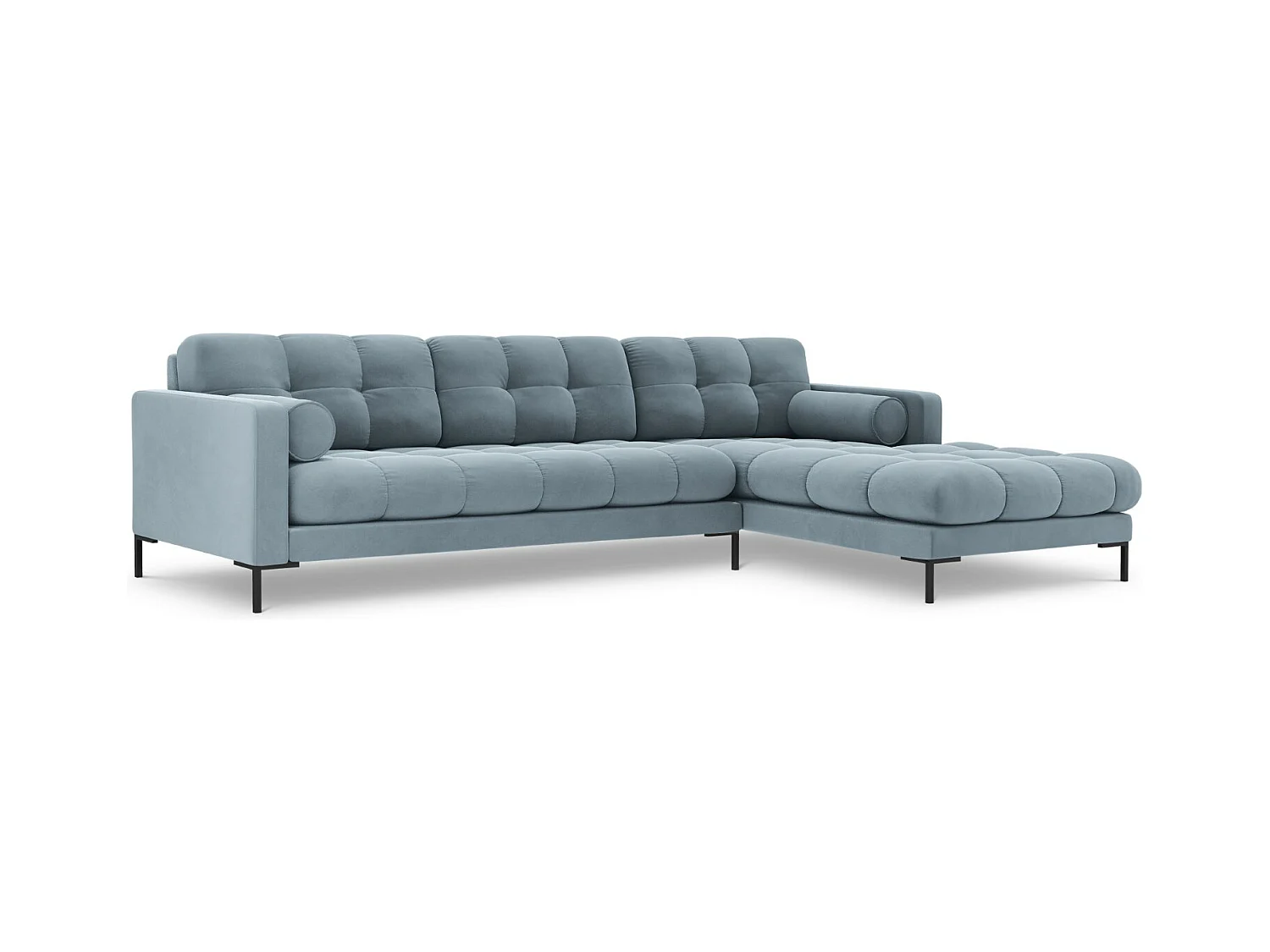 Cosmopolitan Design - Canapé d'angle droit "Bali" 5 places en velours bleu clair - 293x185x75cm