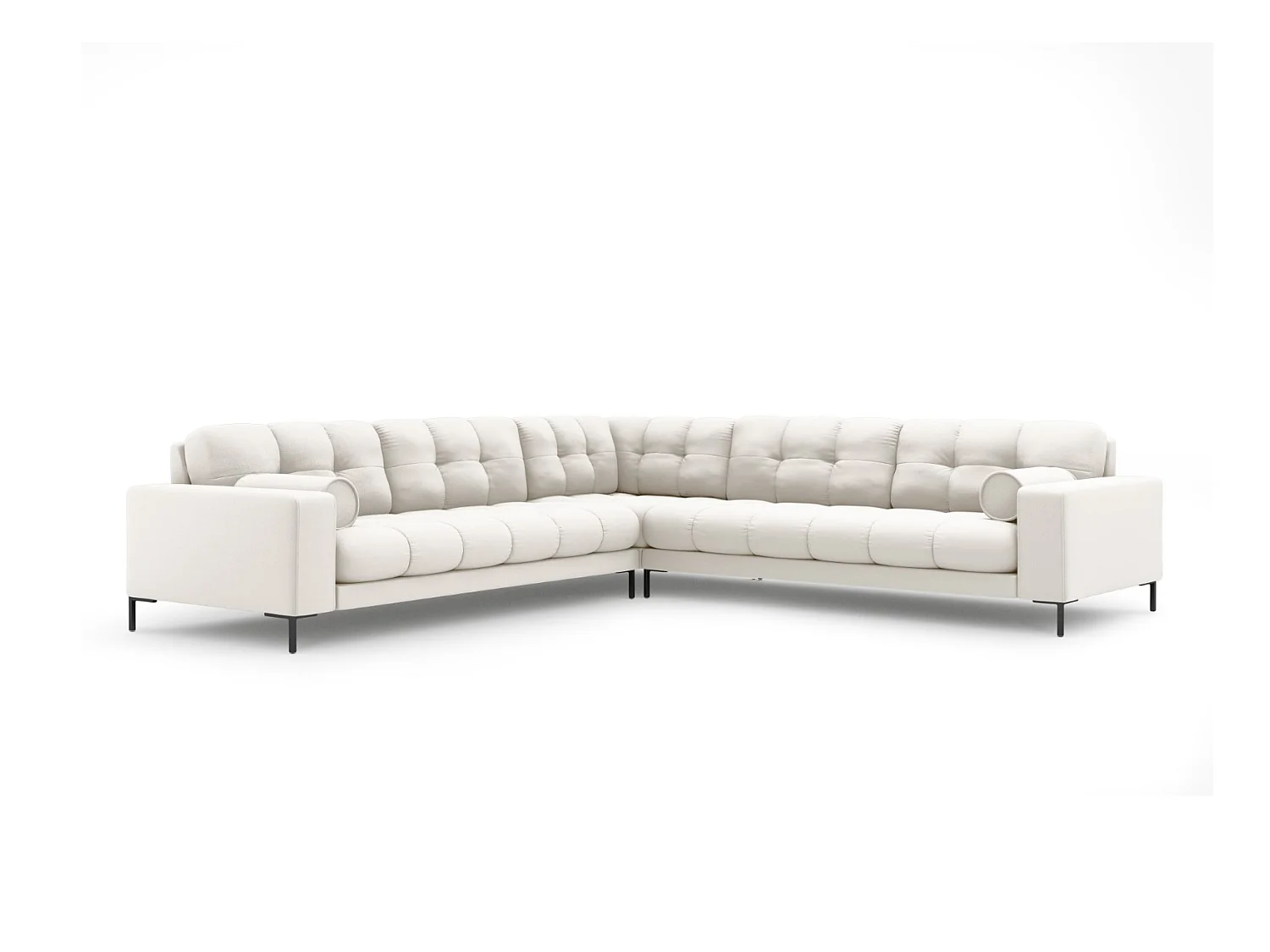 Cosmopolitan Design - Canapé d'angle symétrique "Bali" 6 places en tissu structurel beige clair - 256x256x75cm
