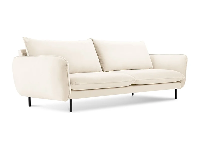 Cosmopolitan Design - Bank "Vienna" 3 zitplaatsen, Flueel, Lichtbeige - 200x92x95cm