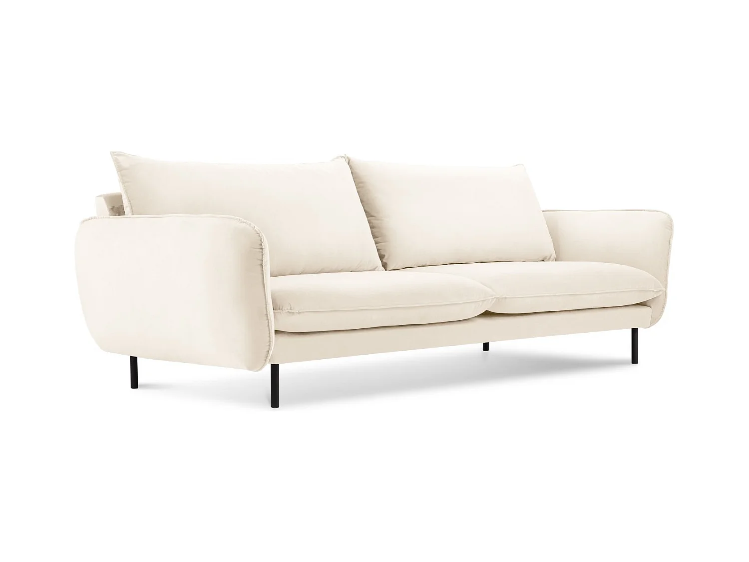 Cosmopolitan Design - Canapé "Vienna" 3 places en velours beige clair - 200x92x95cm