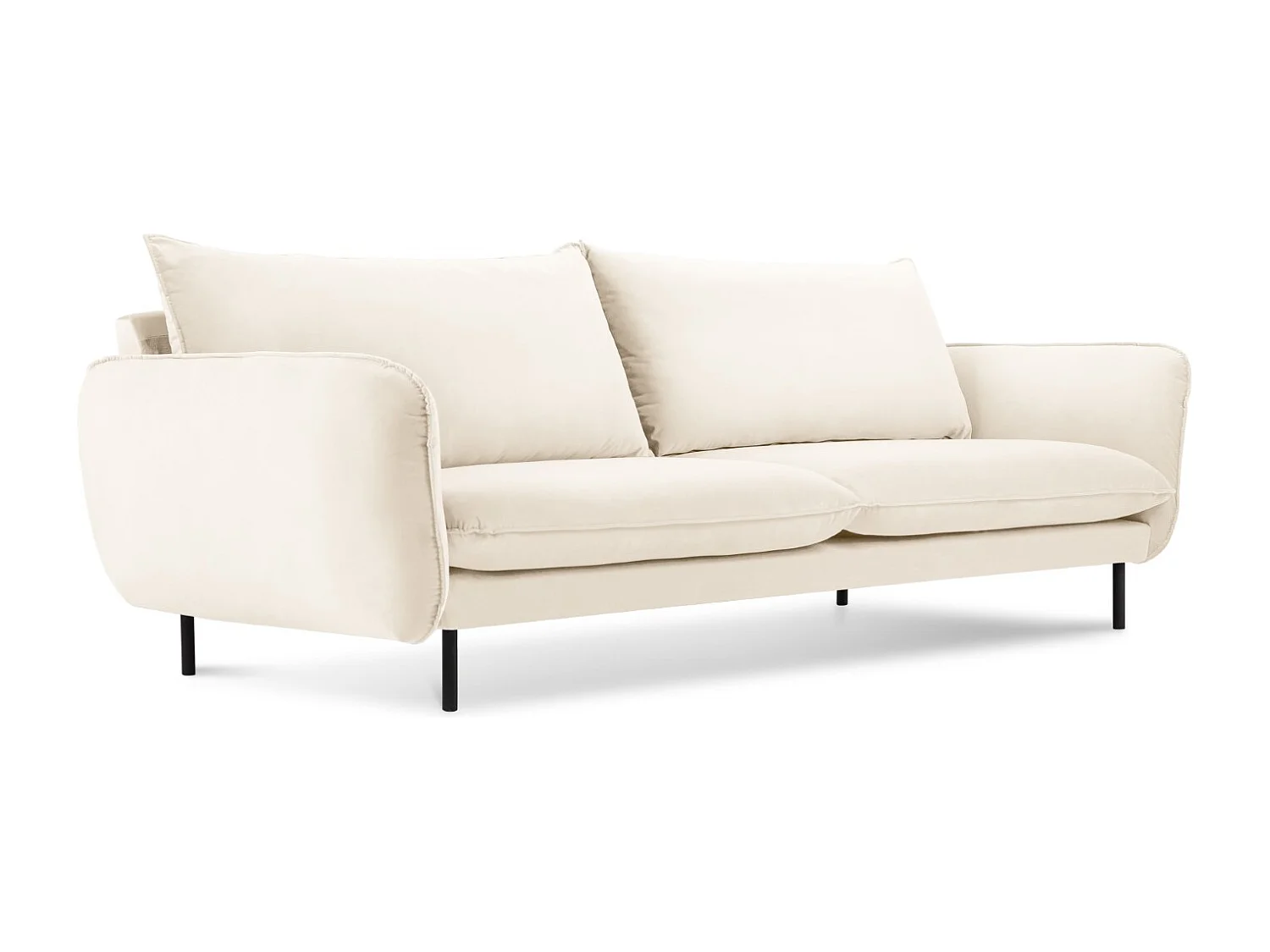 Cosmopolitan Design - Sofá "Vienna" 3 lugares em veludo bege claro - 200x92x95cm