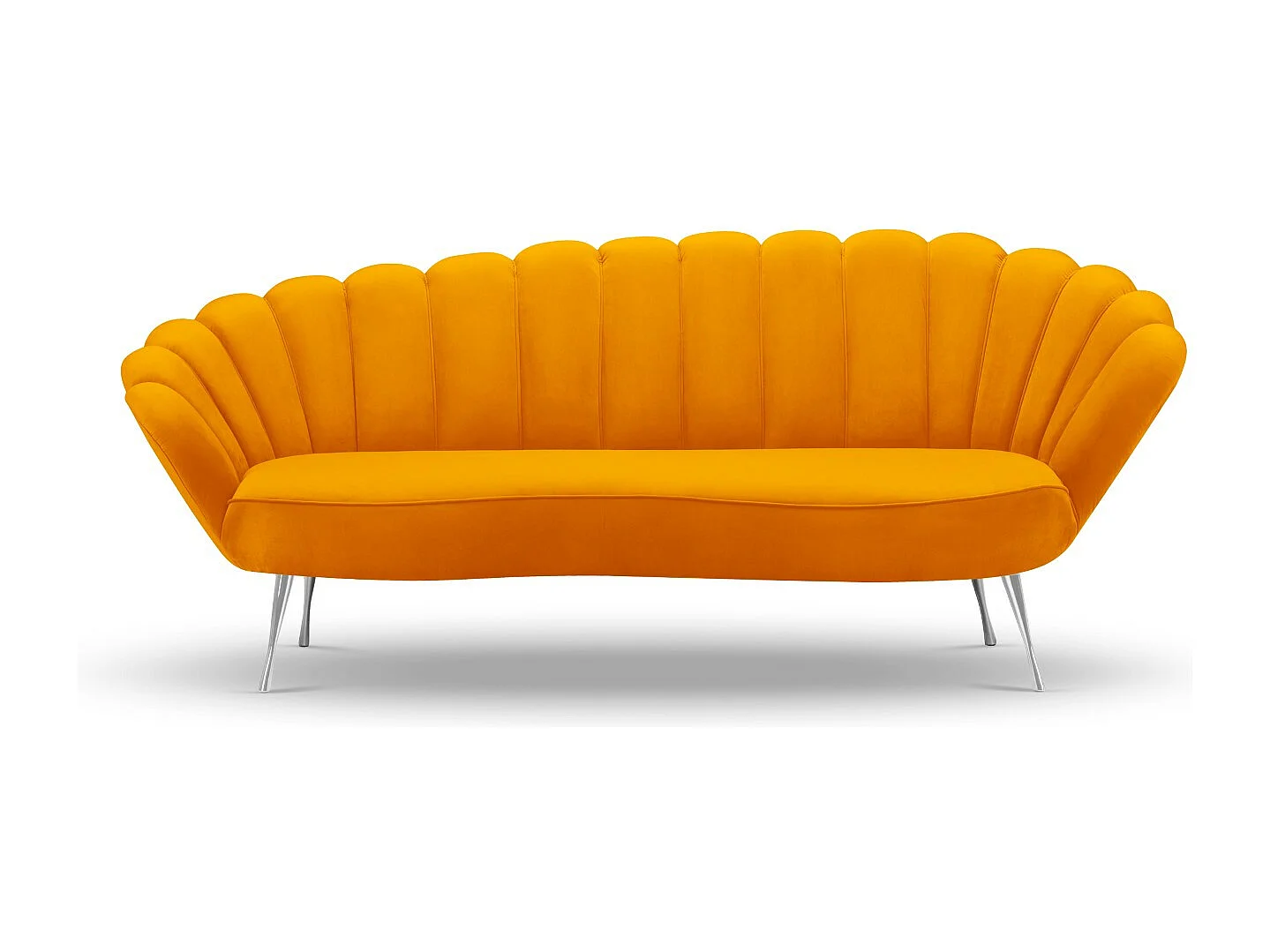 Cosmopolitan Design - Canapé "Kingston" 3 places en velours orange - 224x95x85cm