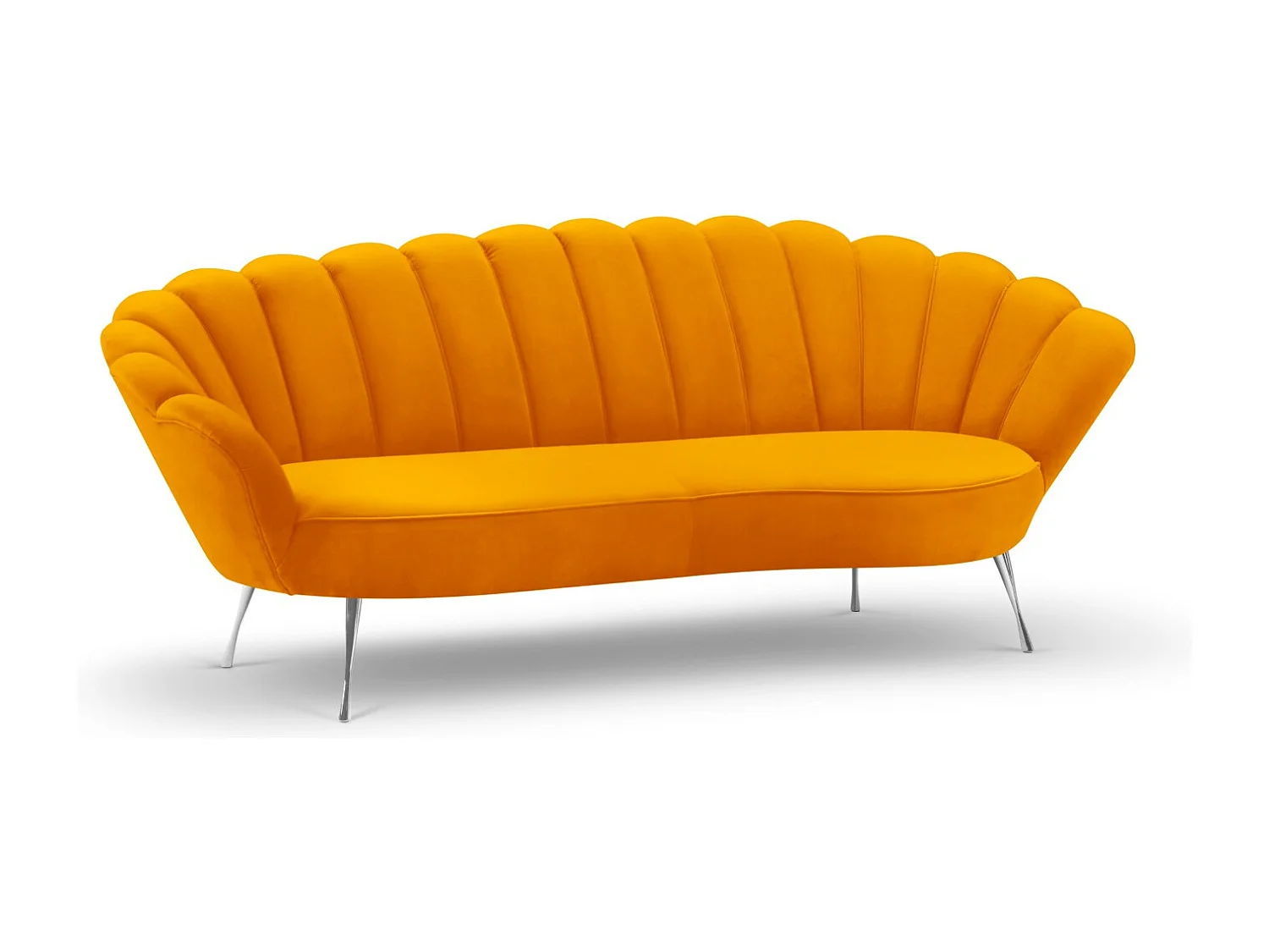 Cosmopolitan Design - Canapé "Kingston" 3 places en velours orange - 224x95x85cm