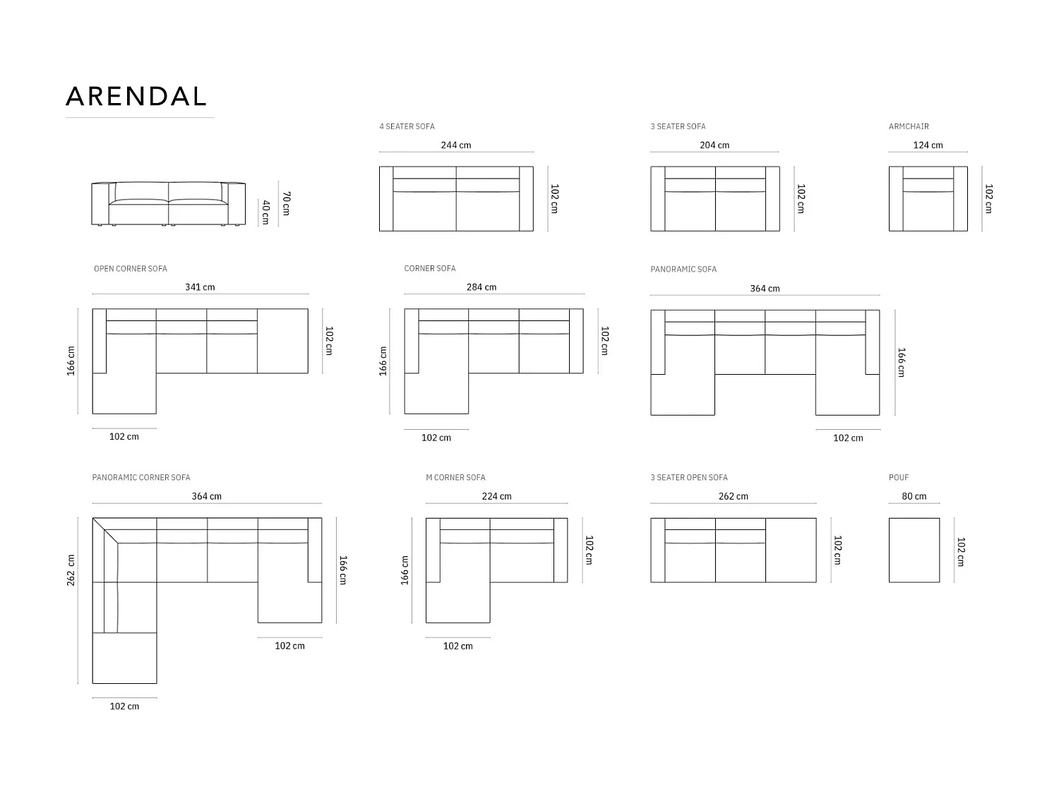 Cosmopolitan Design - Canapé d'angle droit panoramique "Arendal" 7 places en velours gris clair - 364x262x70cm